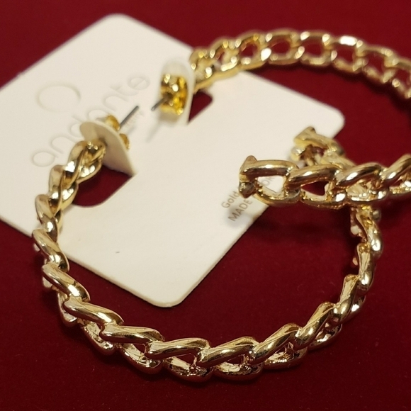 Andante Gold Dipped Large Hoop Earrings NWT & Gold Dipped Leaf Earrings REDUCED - Picture 4 of 8